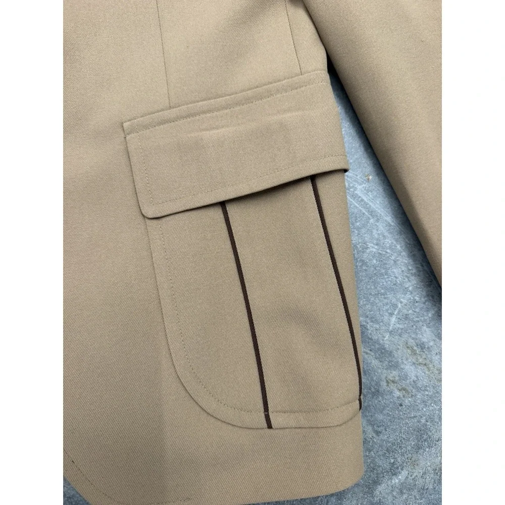 Vintage 70s  Johnny Carson Mens Suit Jacket Leisure Blazer Sport Coat Tan Sz 42
